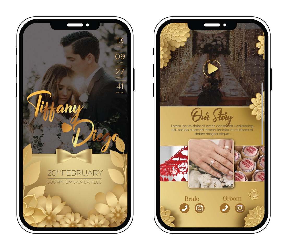 Gold Elegant Wedding By card Digital Virtual Card